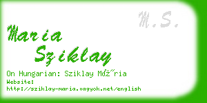 maria sziklay business card